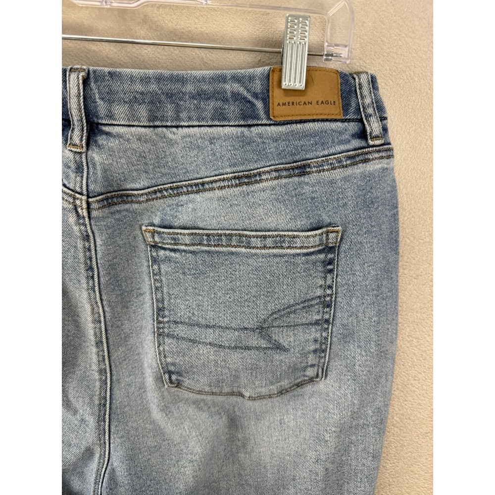 American Eagle Curvy Mom Jeans Sz 16 Short Blue Denim High Rise Stretch - Picture 3 of 10